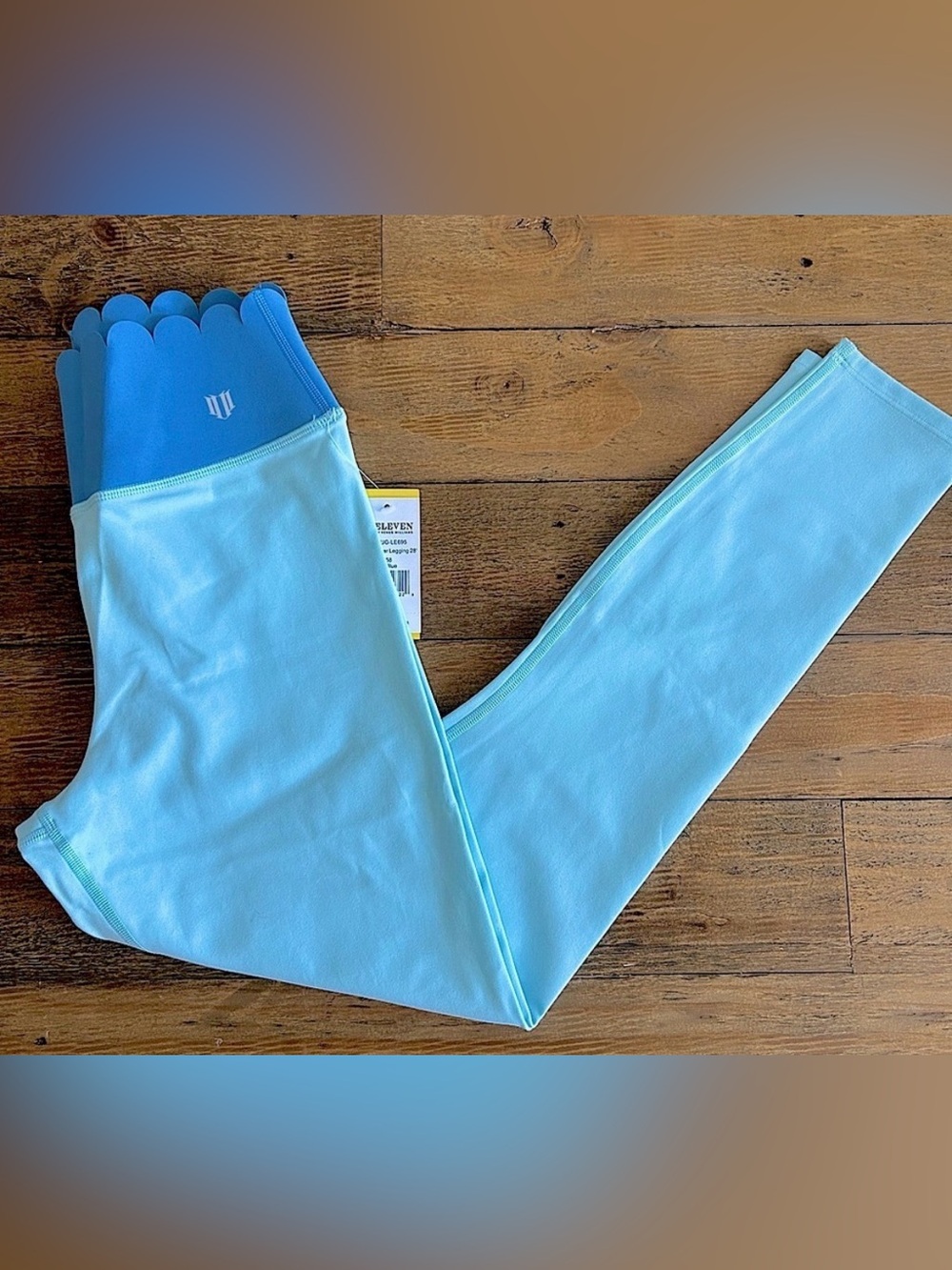 Eleven by Venus Williams Two Toned Blue Leggings with scalloped waistband SZ S - Picture 3 of 16